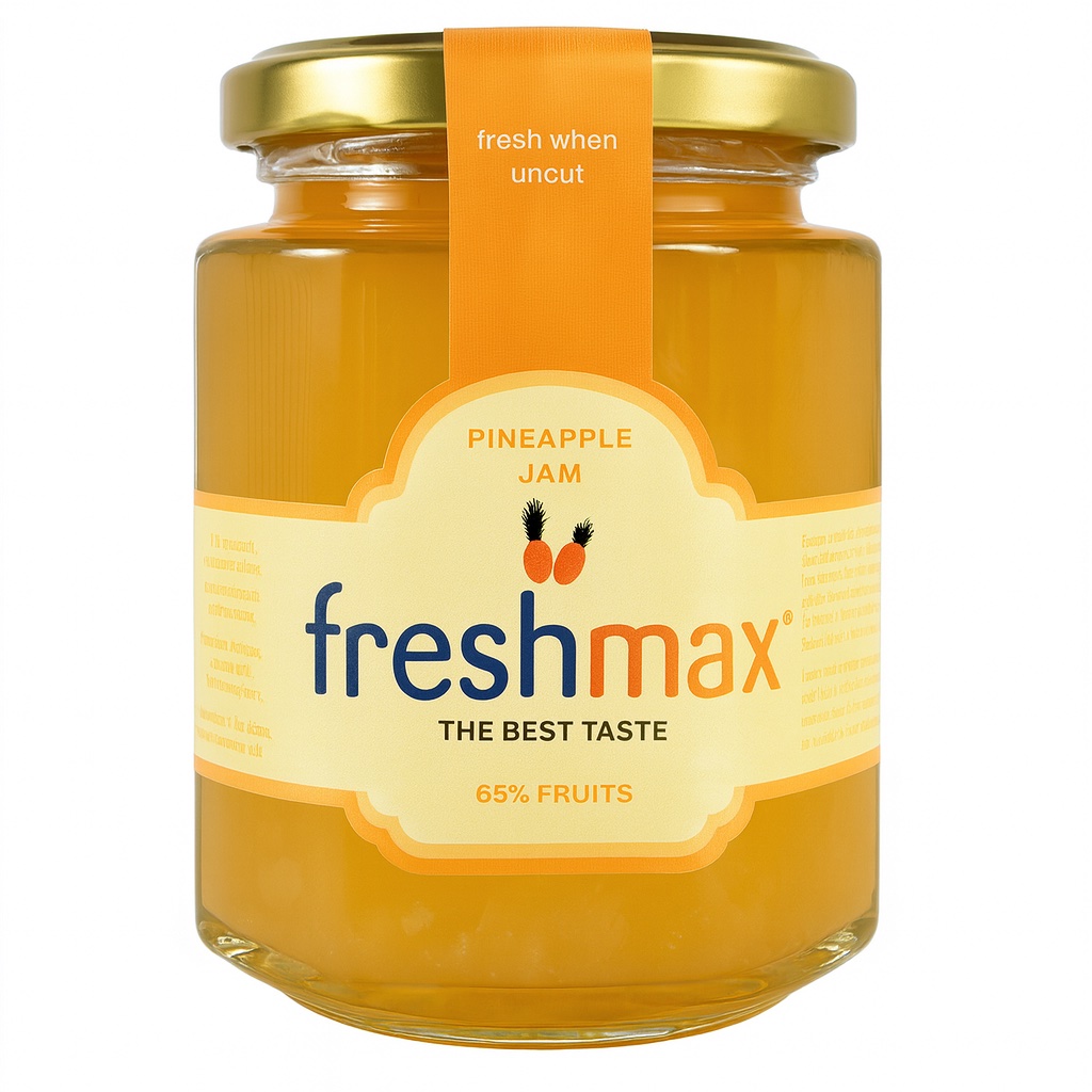 Freshmax Pineapple Sugar-Free Jam made from ripe pineapple in glass jar